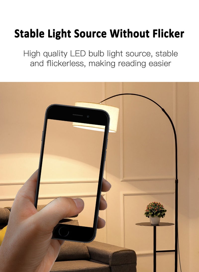 Glanfen Pure Natural Marble Floor Lamp with Warm Light and Shelf Marble Black 180x88 cm 12W - Image 4